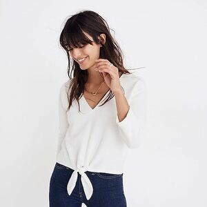 Madewell Textured Tie-Front Top